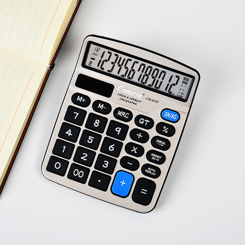 A solar-powered CM-839T calculator for students, a fashionable business computer with large keys for office and financial purposes