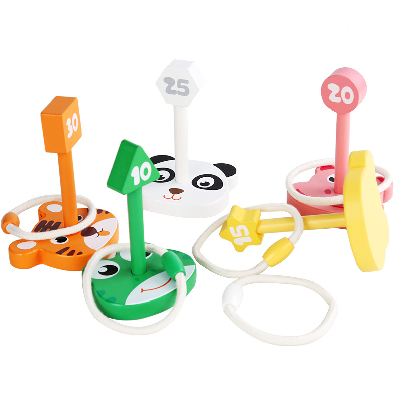 Children's hand-eye coordination loop toy wooden throwing loop kindergarten early education puzzle loop game Item Picture