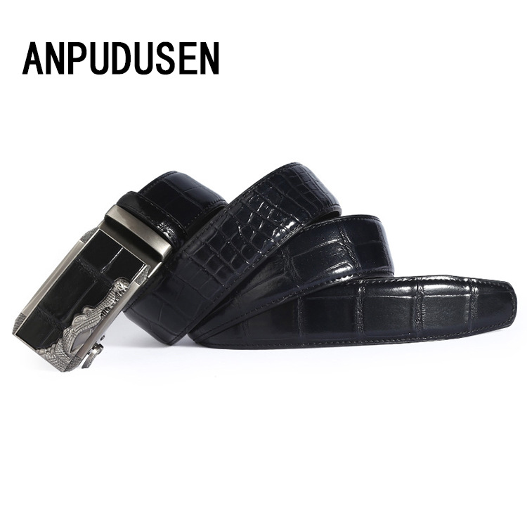 New Men's Crocodile Leather Belt Business Stall Belt Selling Alloy Automatic Button-Down Individual Waistband Wholesale Specification drawing