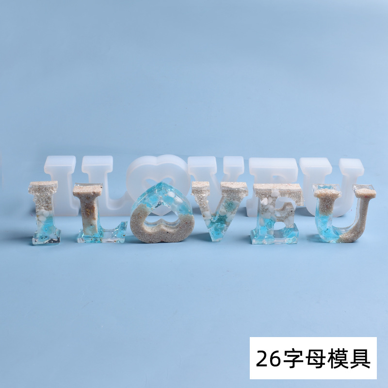 diy水晶滴胶模具26个英文字母创意手工摆件饰品硅胶模具