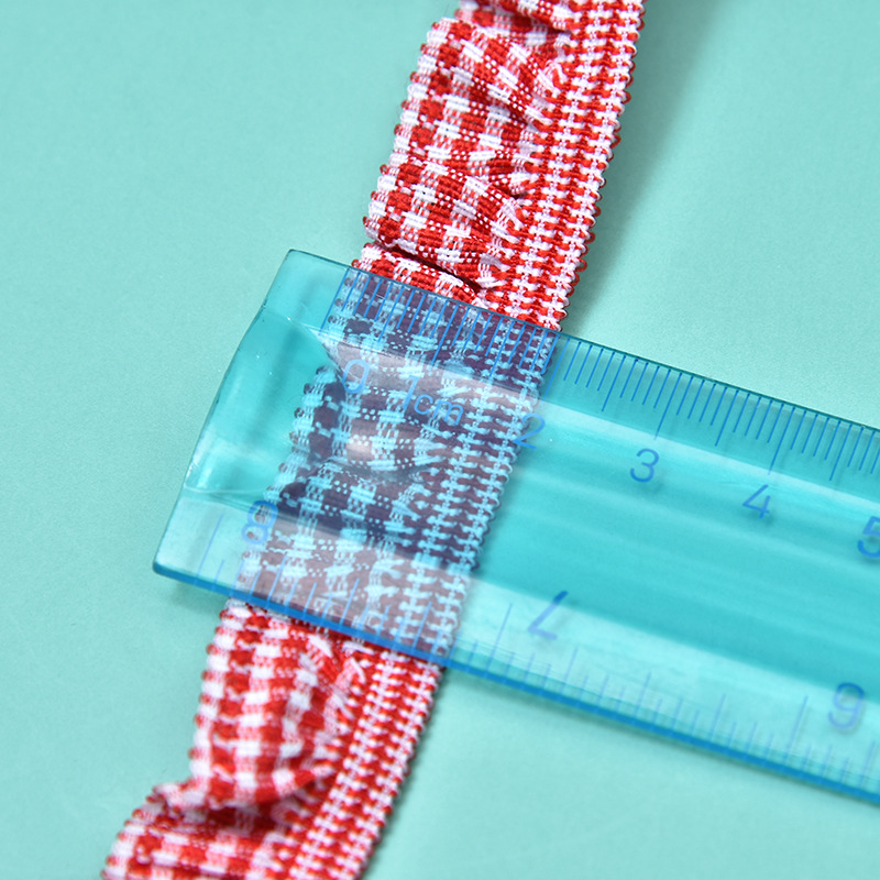 Colored Grille Elastic Band Wooden Ear Lace Band 2 Cm Unilateral Colored Plaid Elastic Ribbon Application Scenario