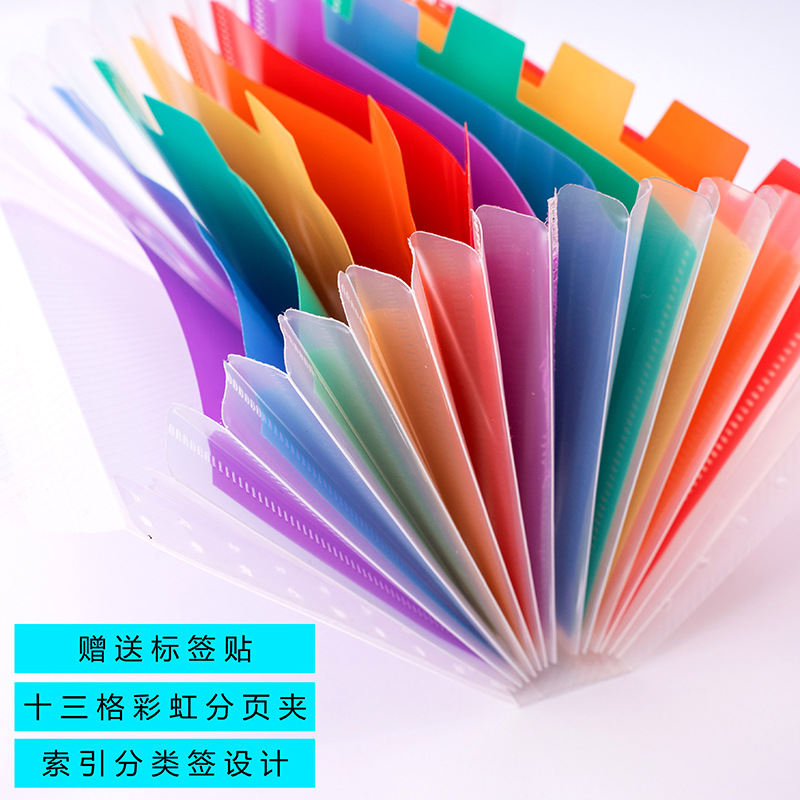 A6 Rainbow Mini Organ Bag, a cross-border bestseller, is a 13-compartment plastic receipt and document storage folder office handbag details Picture