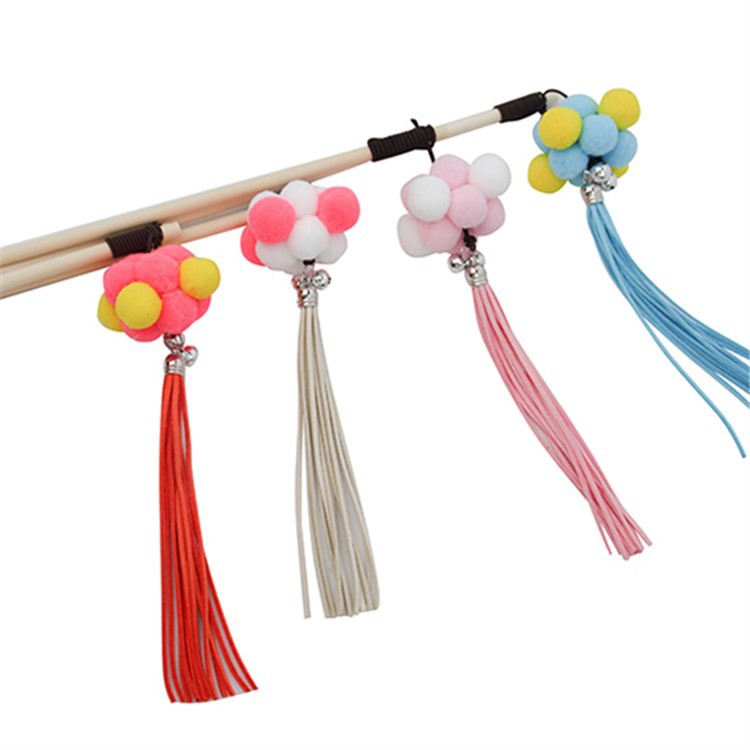 New wooden cat toys, colorful plush balls, suede strips, New Year's festive series of cat products wholesale from the manufacturer details Picture
