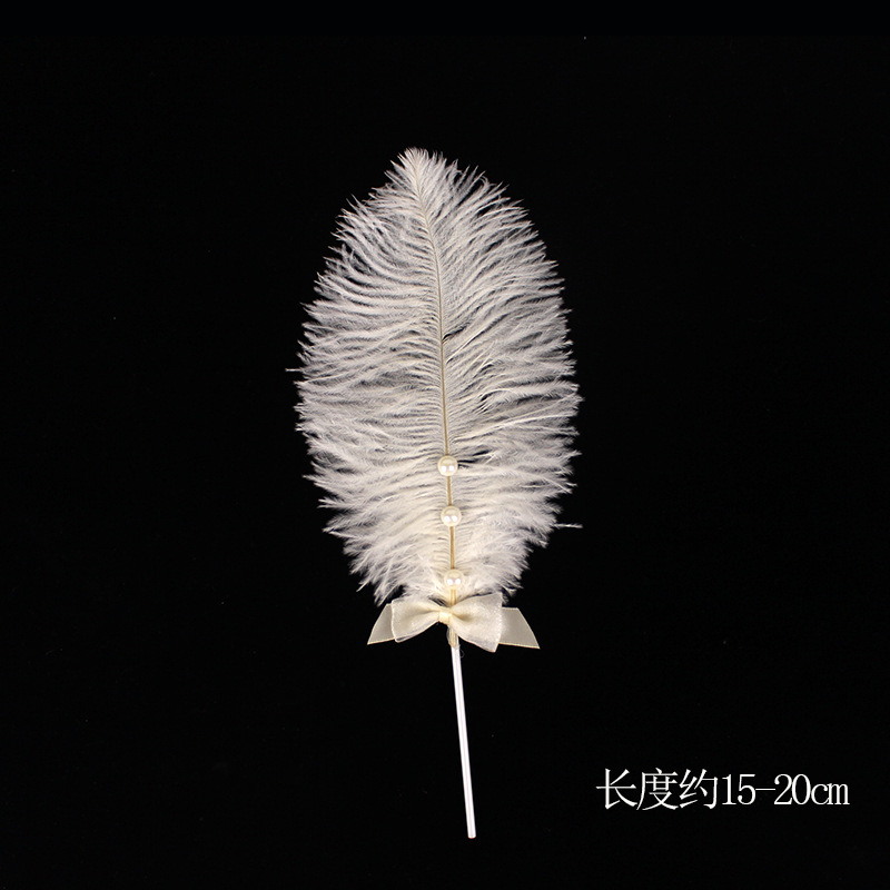 Baked Cake Decoration Natural Pearl Ostrich Feather Plug-In Card Beautiful Simple Birthday Dessert Decoration Application Scenario