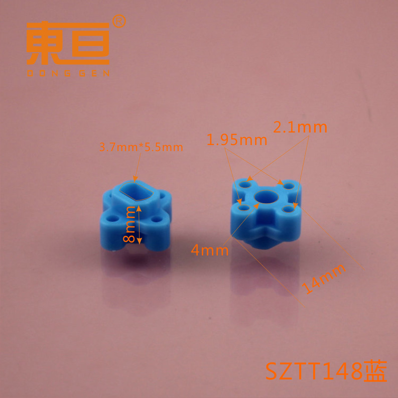 SZTT148 Blue Cross T-head small offset center 5-hole T-head technology building block parts toy accessories details Picture