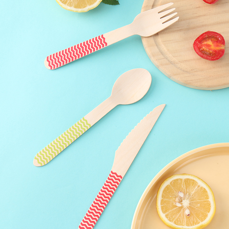 Wooden tableware Wooden knife Wooden fork Wooden spoon Cake dessert spoon 100 packaging disposable wooden knife fork spoon