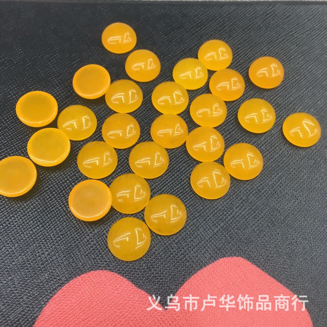 Cross-border direct sales of yellow jade Sui round ring face semi-precious stones, European and American fashionable agate bare stone gemstone jewelry accessories wholesale Specification image