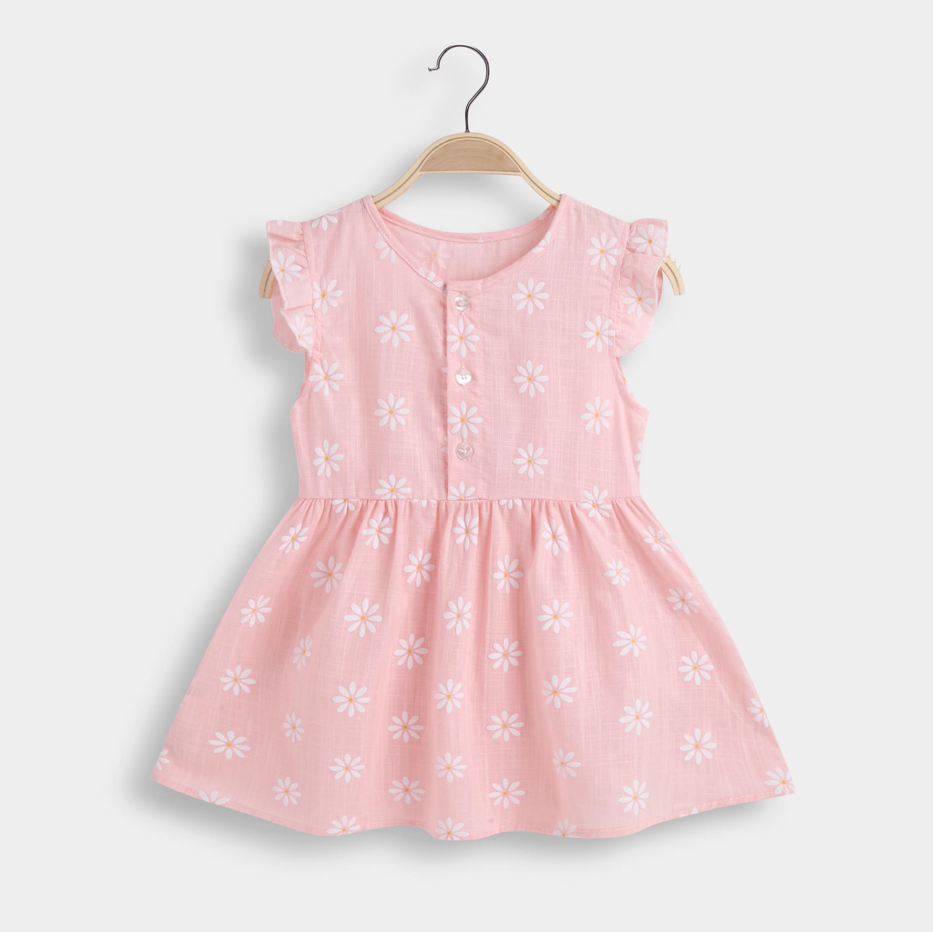 2022 Summer New Girls' dress, children's loose sleeveless cotton and linen princess dress, baby Korean style floral print children's wear
