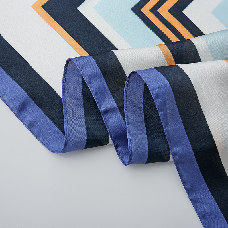 Gao He Fashion Simple Back Font Color Striped Small Square Scarf Korean Version All Scarf Silk Scarf Lady Gift Specification drawing