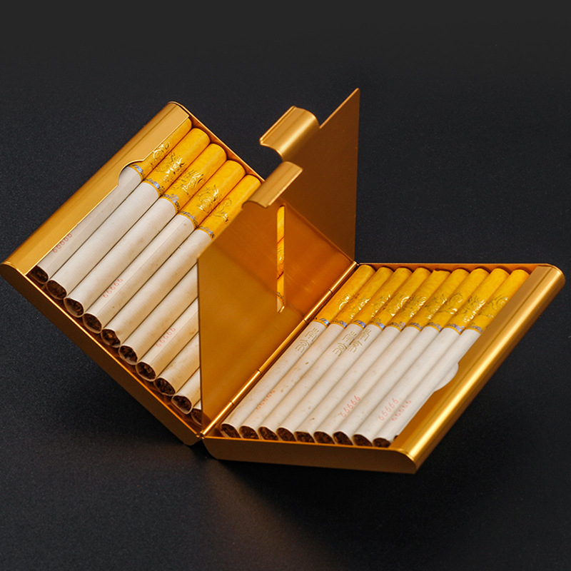 来福20支装创意对开金属烟盒烟夹轻便创意个性香菸收纳盒烟具礼品详情图2
