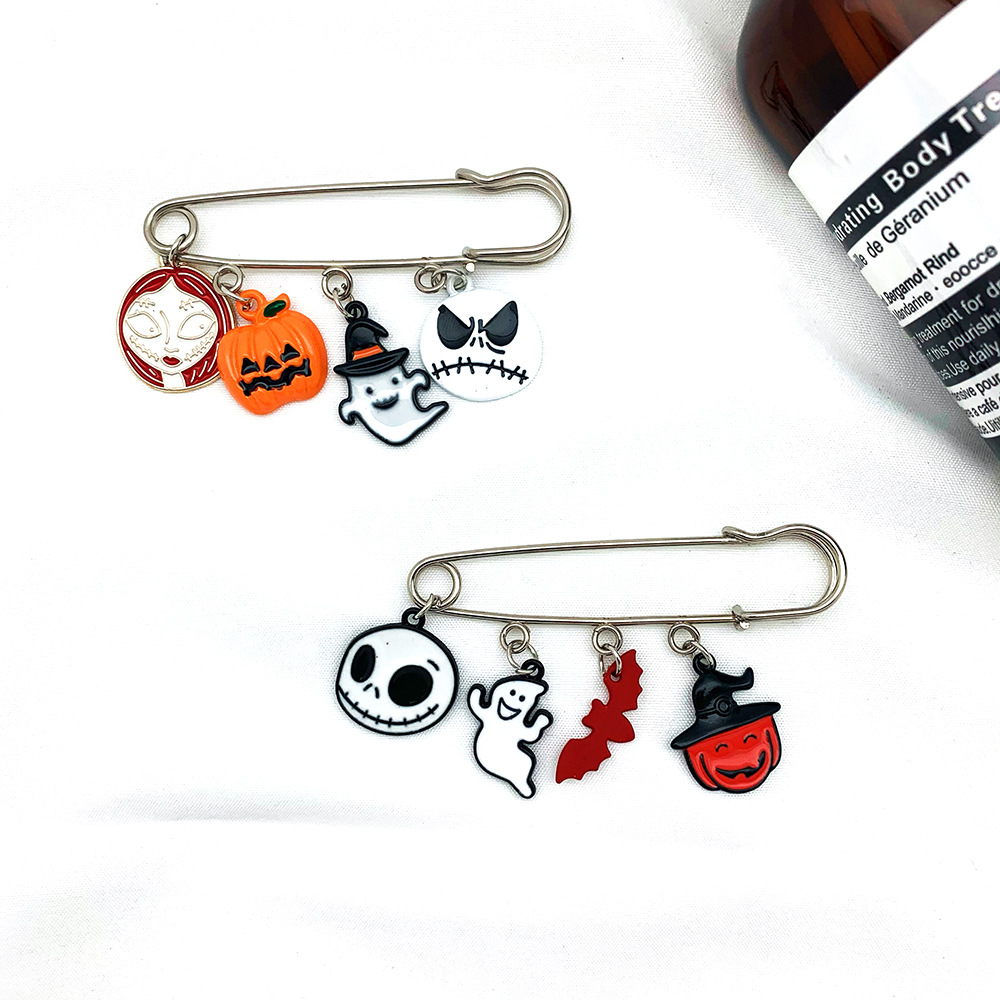 Diy Handmade Ins Halloween Brooch Pumpkin Ghost Spider Web Cartoon Drip Alloy Bag Hat Accessories details Picture