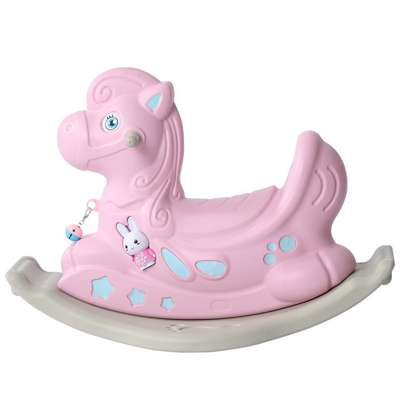 Children's rocking horse toy baby Rocking horse plastic large thickened baby 1-5 years old with music wagon music rocking horse Hualong factory direct sales Item Picture