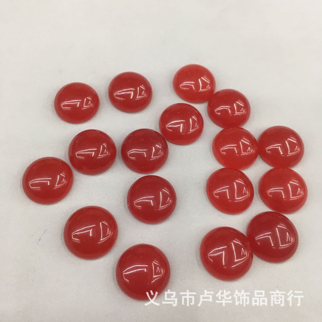 Cross-border direct sales of red jade Sui round ring face semi-precious stones, European and American fashionable agate bare stone gemstone jewelry accessories wholesale Specification image