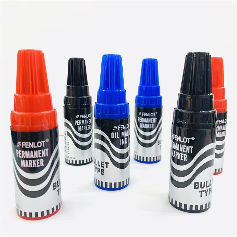 Fen Le Marker Wholesale Oily Knife Head Big Pen Express Logistics Shipping Mark Pen Black, Red And Blue Three-Color Marker Pen details Picture