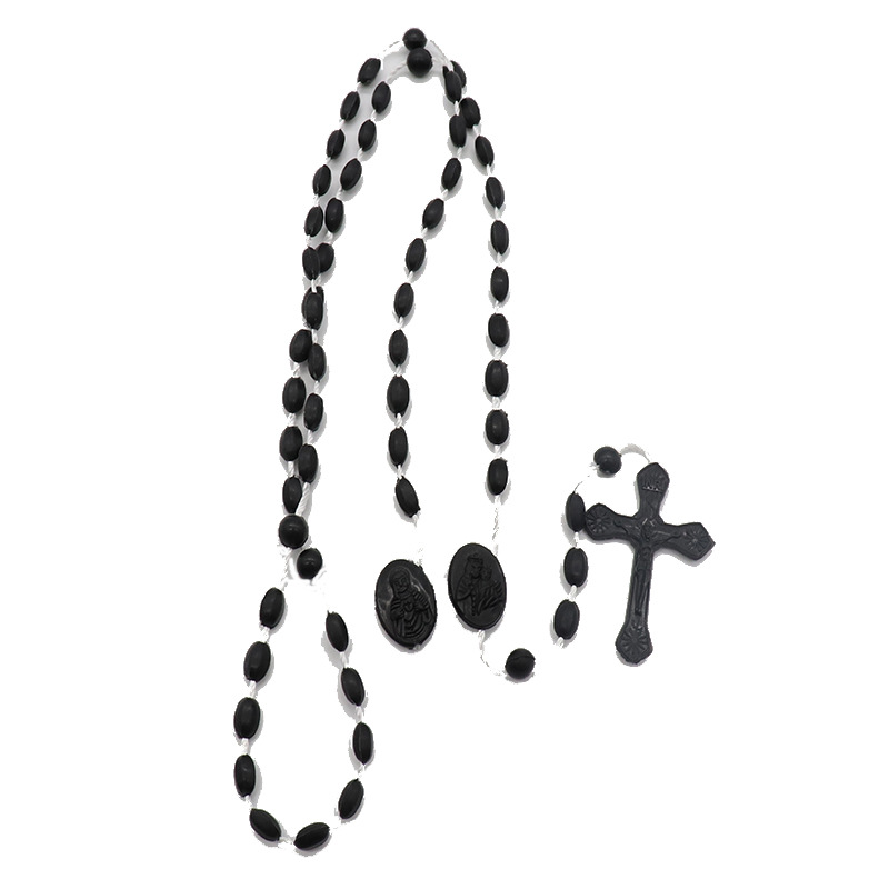 宗教饰品/十字项链/夜光念珠项链白底实物图