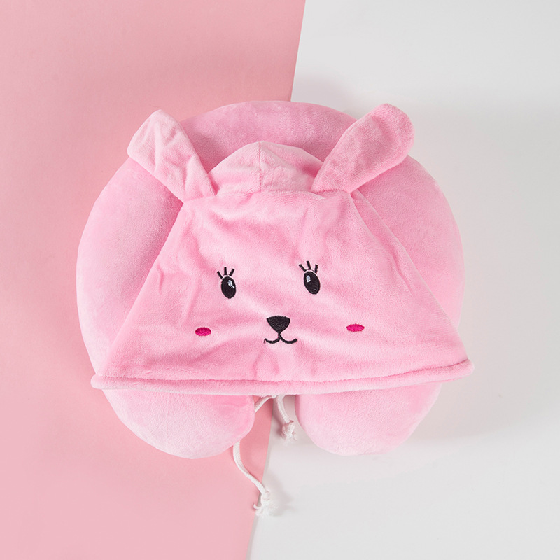 Hooded U-pillow, hooded U-shaped pillow, hooded light-blocking neck protection, airplane couple cartoon neck pillow Application Scenario