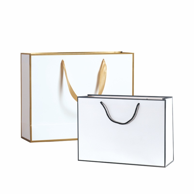Baisite Packaging Customization Factory's best-selling simple and universal gift bags, high-end and elegant white card paper handbags, shopping bags and gift bags Item Picture