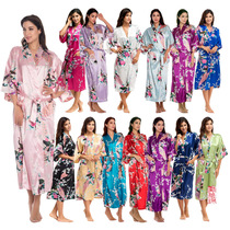Summer Dressing Gown Bridesmaid Silk Dressing Gown Peacock Dressing Gown No. CL-WQ09 M-XXXL