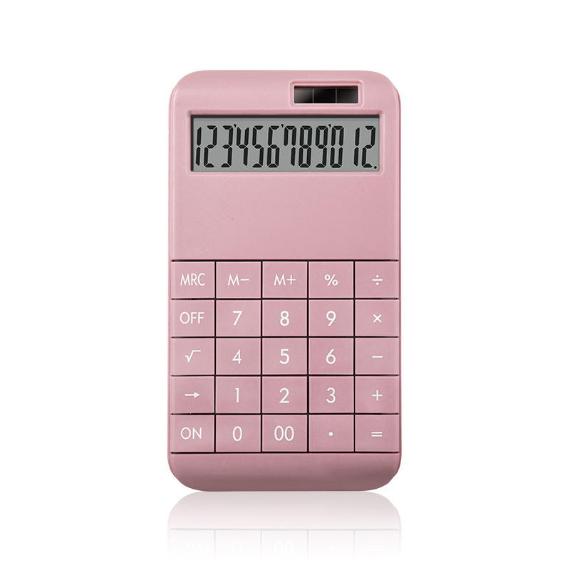 The manufacturer's new genuine solar energy calculator with 12-digit display, carmine red, is in stock for student finance and office use Item Picture
