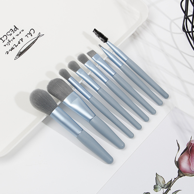 Hot 8 Plastic Handle Makeup Brush Portable Powder Eyeshadow Brush Set With Bag Beauty Tools Manufacturers Spot