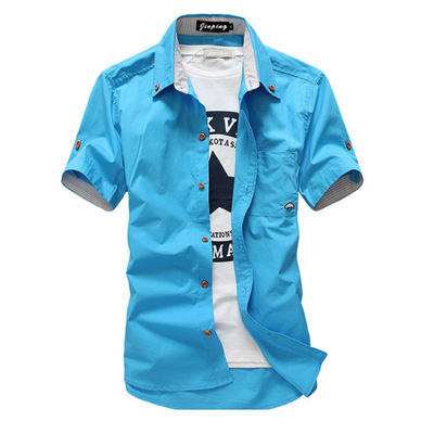 Camisa de manga corta de hombre 2023 verano coreano slim fit casual pequeña champiñón camisa de manga media moda juvenil hombre Specification image