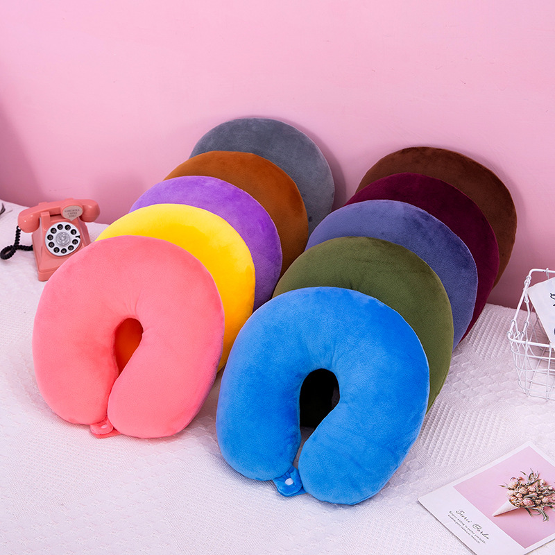 Solid color neck pillow U pillow PP cotton comfortable car travel neck pillow printed LOGO office face down sleep nap pillow Specification drawing
