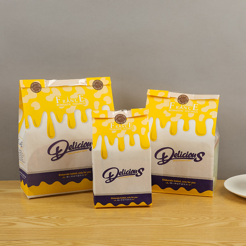 New Year Food Window Bread Bag Toast Paper Bag Baking Bread West Point Bag Oil Proof Food Bag Wholesale Specification drawing