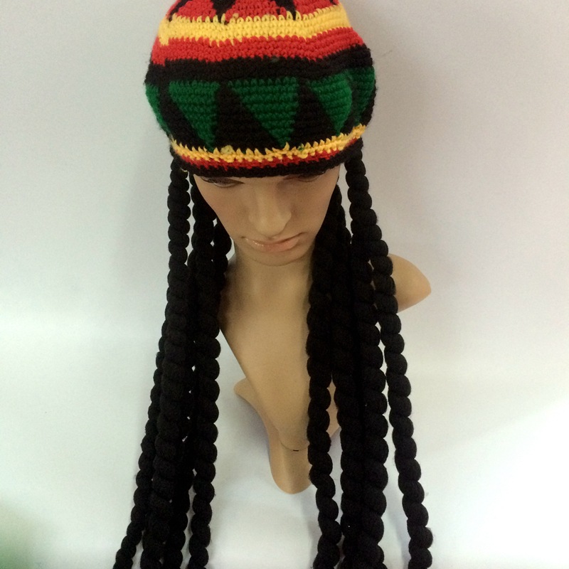 出口巴西南非针织帽十根脏辫子印第安土著假发帽cosplay广告                             详情图3
