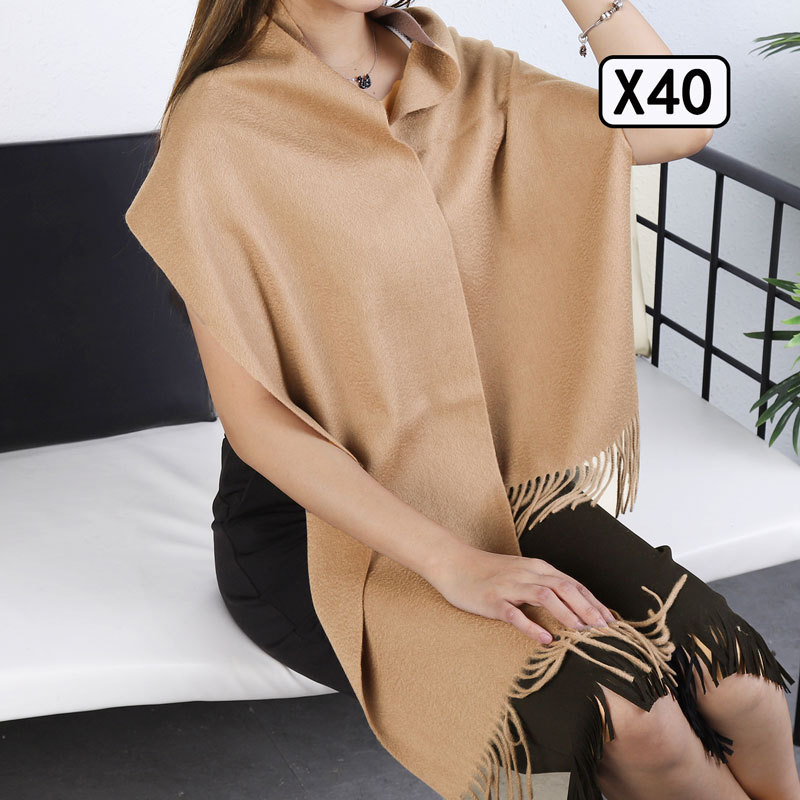 Solid Color Cashmere Scarf Hengyuanxiang Wholesale Red Scarf Annual Gift Embroidery Logo Bib Wool Scarf Specification drawing
