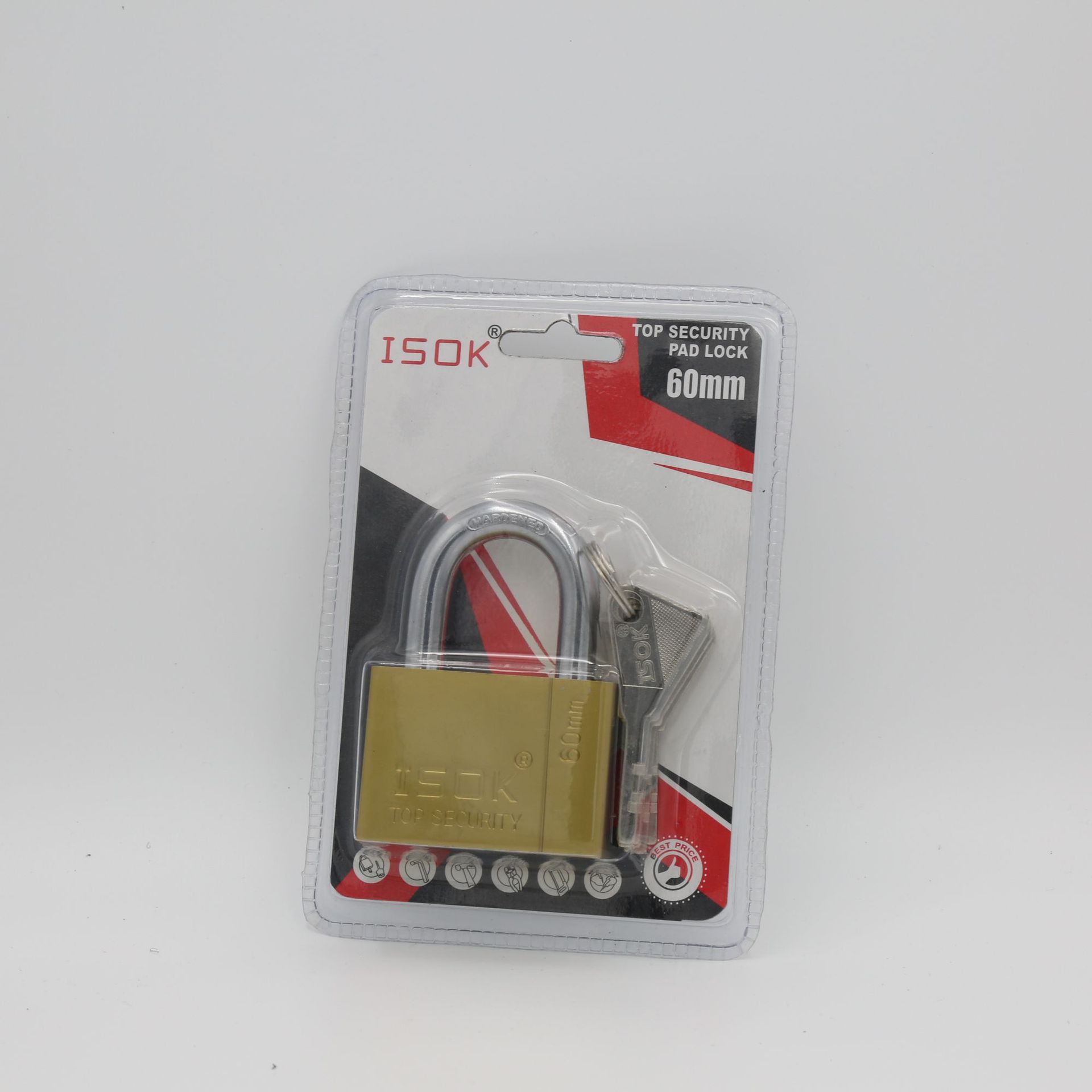 2020 New Square Golden Electrophoretic Leaf Iron Padlock Industrial Safety Waterproof Anti-Theft Anti-Skid Size Complete Item Picture