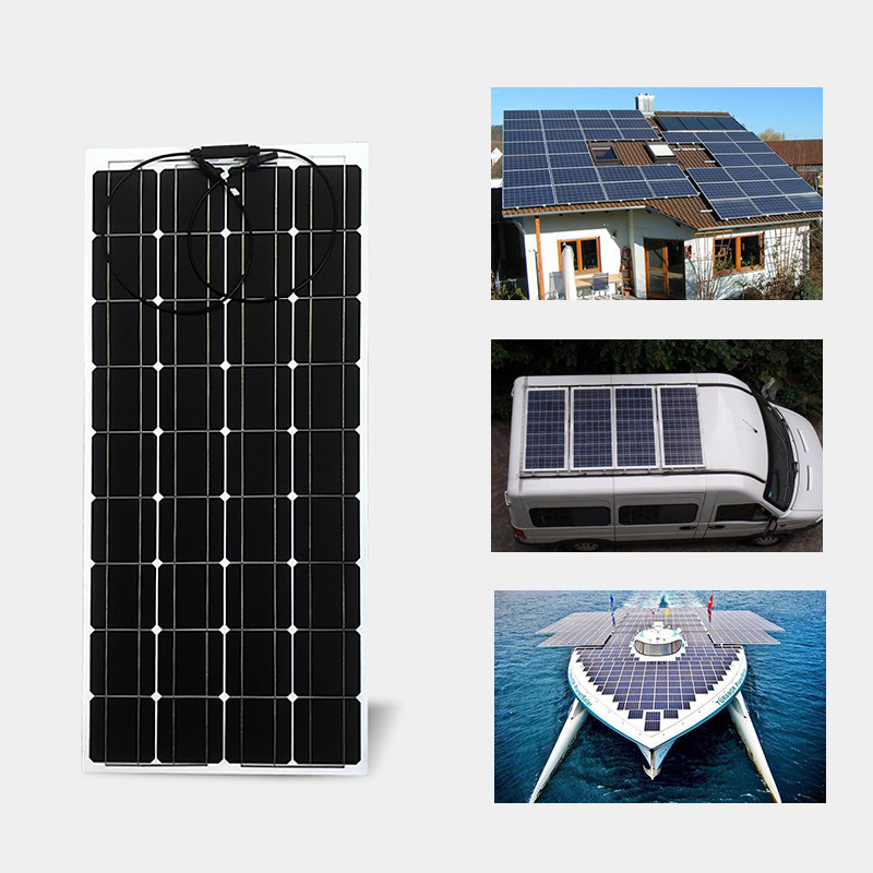 半柔性单晶100W太阳能电池板车载光伏发电露营房车户外220v供电详情图3