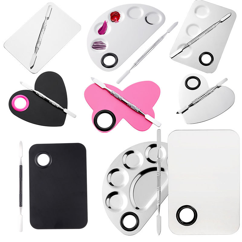 Stainless Steel Palette Set Nail Makeup Palette Palette Stick Makeup Foundation Painting Palette Makeup Tool Item Picture