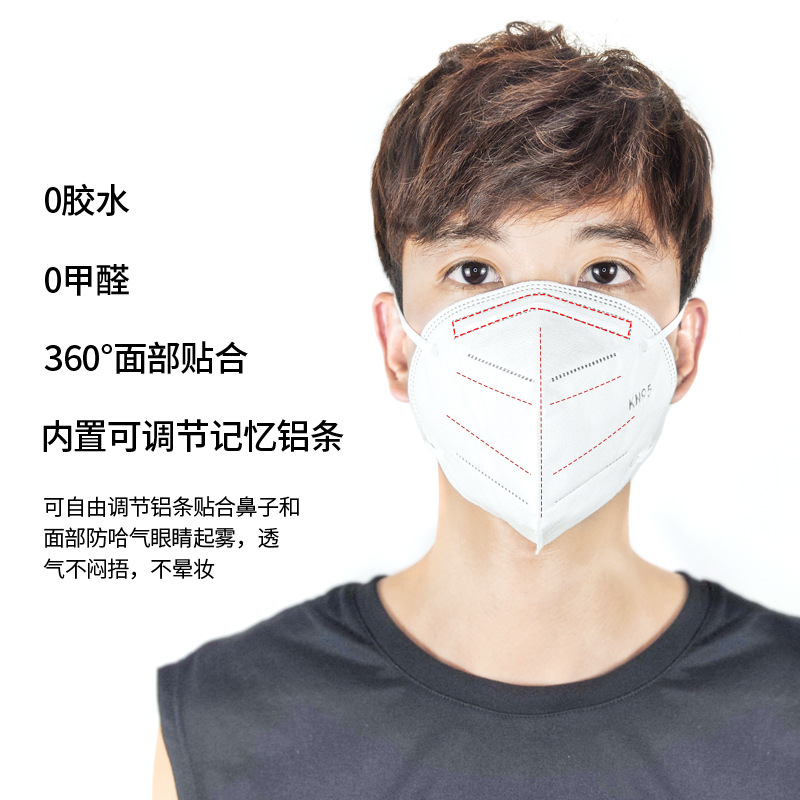 kn95 non-medical masks without exhalation valves, melt-blown for one-time use, 10 pieces, 5 layers, custom-made for civilian use in black, white and light blue Specification image