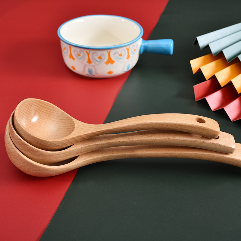 Beech Home Large Soup Wooden Spoon To Drink Soup Porridge Hot Pot Spoon Creative Wooden Long Handle Soup Spoon Application Scenario