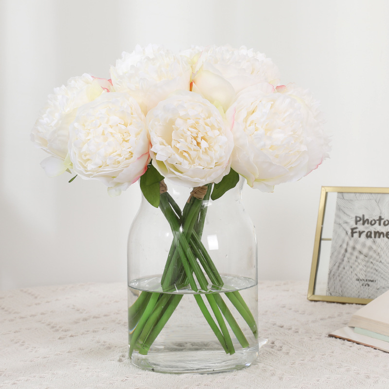 Manufacturers Wholesale European Simulation Flower Hand Tied 5 Head Peony Home Decoration Fake Flowers Wedding Supplies Decoration Wholesale details Picture