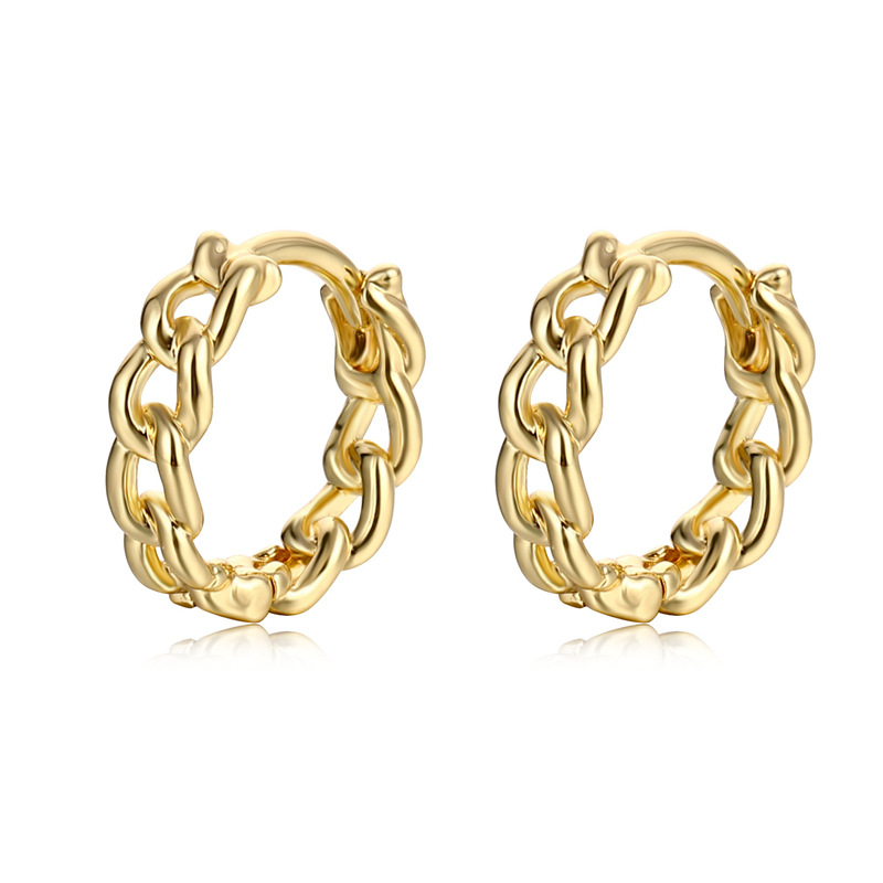 Cross-Border Europe And The United States Glossy Ins Style Personality Chain Ear Ring Ear Buckle Female Simple Copper Decorative Twist Earrings Manufacturers Wholesale Popular Jewelry Fashion Earrings Korean Version Earrings Ear Ring Ear Buckle Brand Processing Oem Item Picture