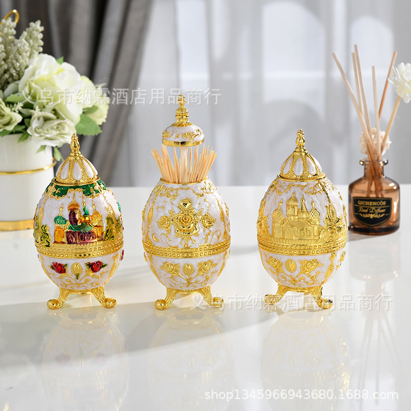 Metal European Advanced Metal Toothpick Box Alloy Toothpick Holder Classic Home Hotel Ktv Toothpick Box details Picture