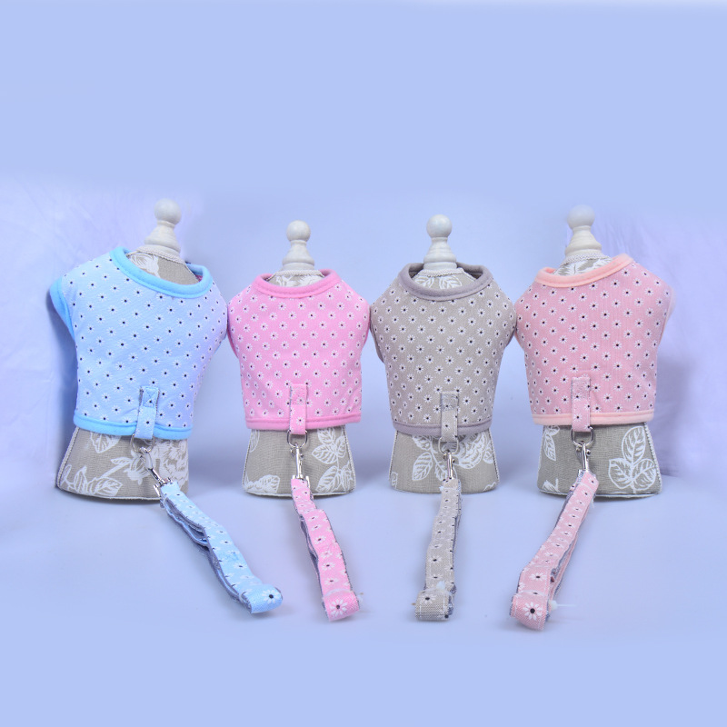 Fashionable dog pet leash vest for summer, thin and small and medium-sized dog teddy chest and back pet carrier clothes details Picture