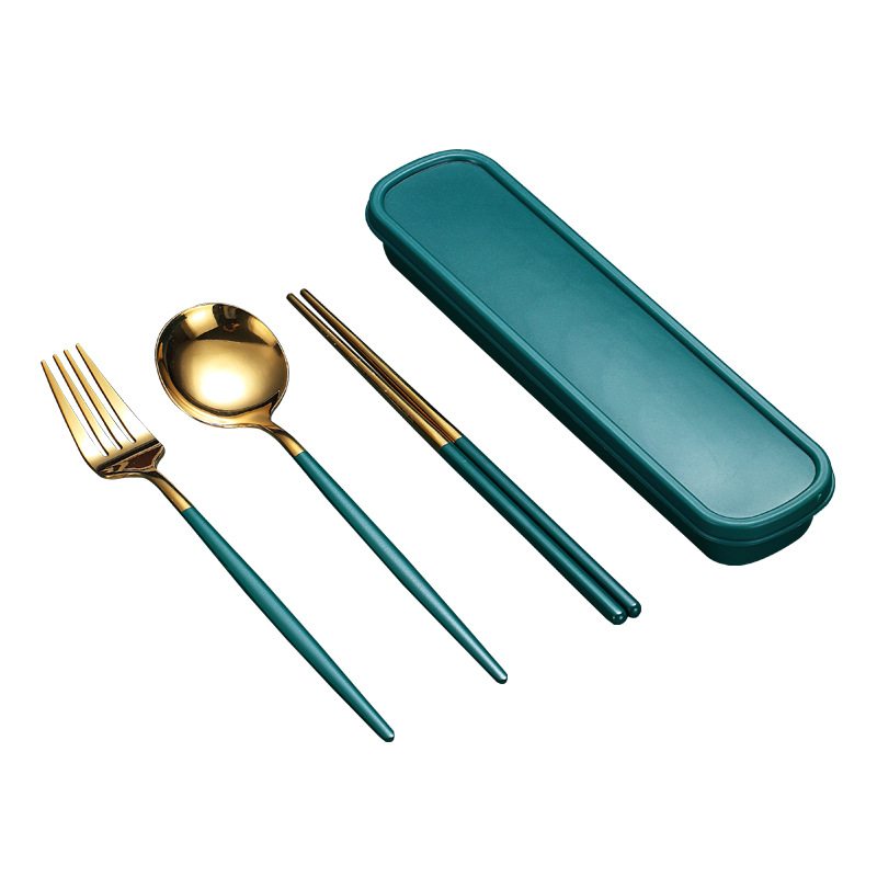 不锈钢餐具勺子叉子筷子葡萄牙三件套学生餐具户外便携餐具套装详情图5