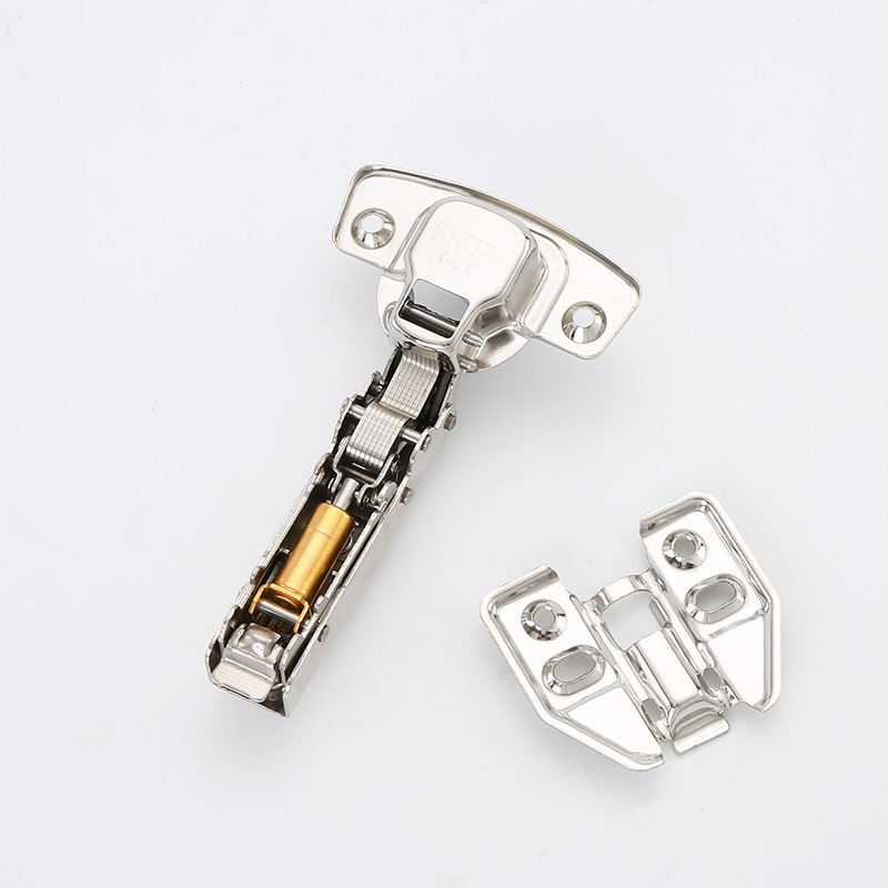 Stainless steel short arm hinge damping buffer hydraulic cabinet door hinge wardrobe mute aircraft spring hinge hardware details Picture