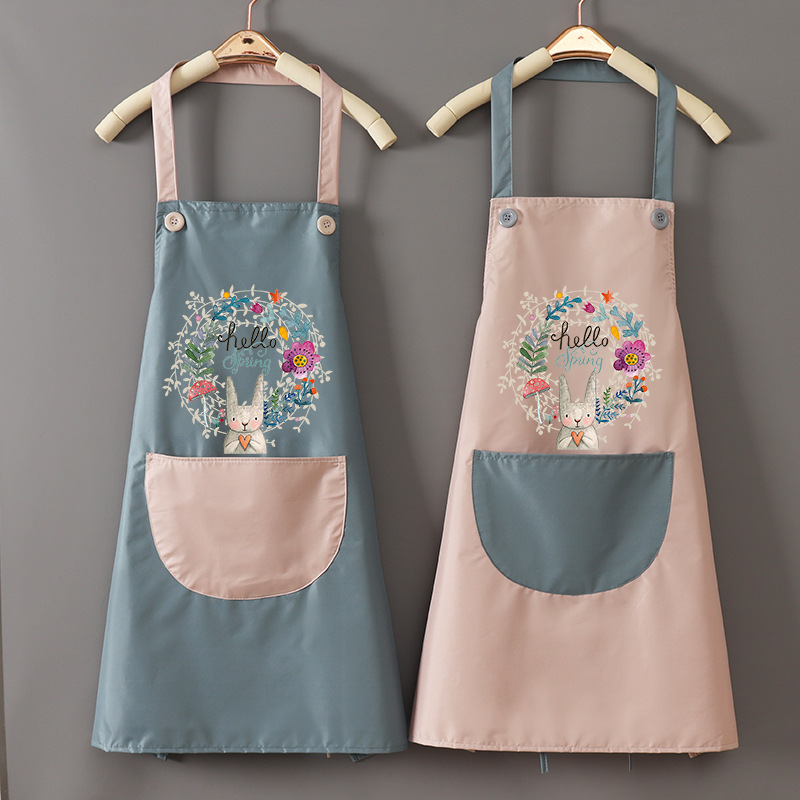 Kitchen Apron Women's Home Cute Cooking Waterproof Anti-Oil Waist Overalls Men's Work Clothes Support Printing Logo Specification drawing