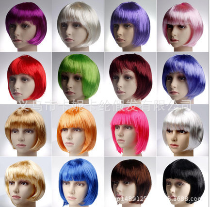 Colorful wig, little apple square dance wig, colorful Bob, short hair, colorful student hair details Picture
