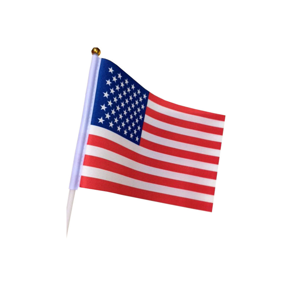 The wooden flagpole of the United States, measuring 14*21cm, is a hand-held flag. The wooden flagpole for Independence Day is running for the American flag Item Picture