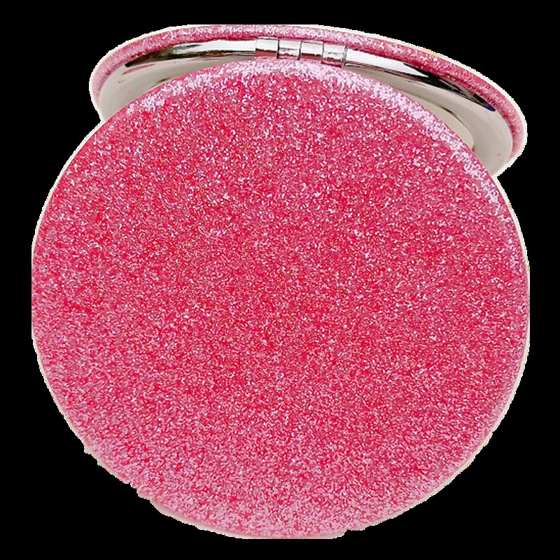 2024 New Simple Powder Small Mirror Folding Pu Leather Portable Double-Sided Mirror Small Fresh Round Makeup Mirror Pocket Mirror Item Picture