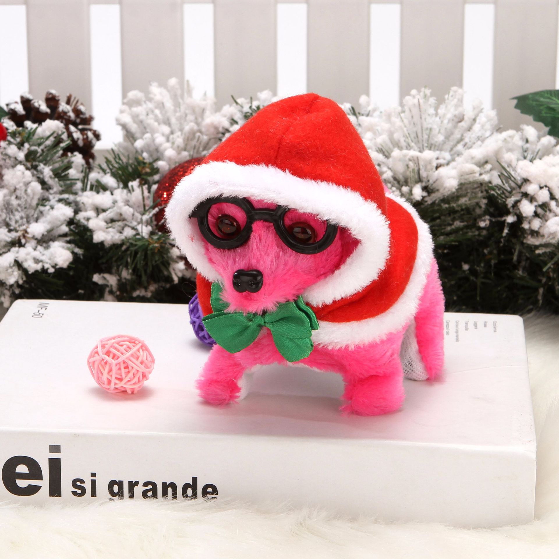 Plush electric glasses dog can walk and bark. Boys and girls, Christmas clothes, independent station, electric puppy, robot dog, cross-border details Picture