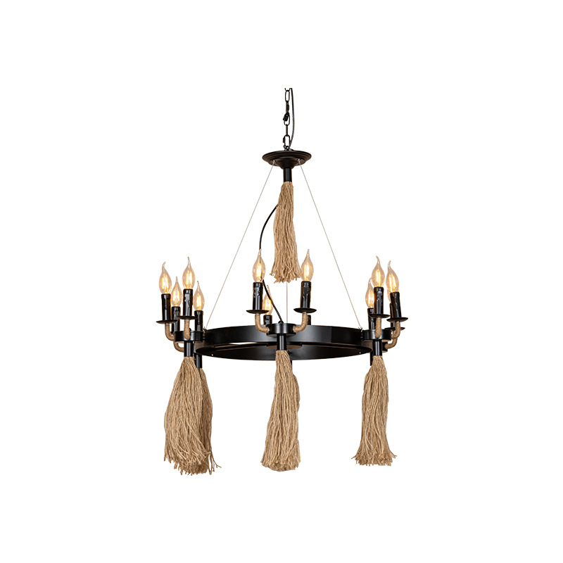 American country creative and personalized flower shop, industrial style chandelier, barbecue and hot pot restaurant, cash register booth, hemp rope chandelier Application Scenario