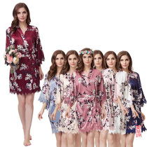 Floral lace dressing gown Bridesmaid dressing gown Wedding dressing gown Dog tail flower double eyelashes lace dressing gown A235B