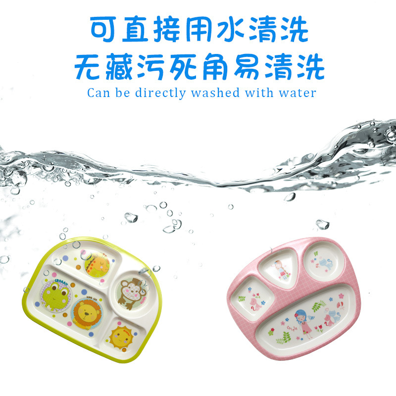 A5 Pure Melamine Baby Plate Children's Tableware Creative Meal Plate Cartoon Fruit Plate Home Divider Plate Application Scenario