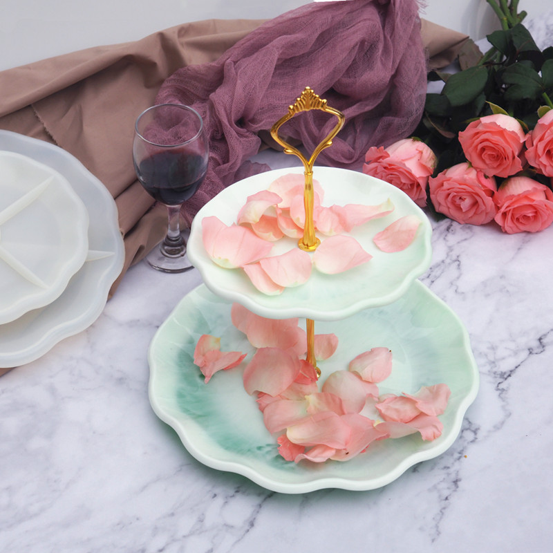 diy crystal drip mold Two-layer fruit tray tea table three-dimensional lace tray coaster resin drip mold Specification drawing