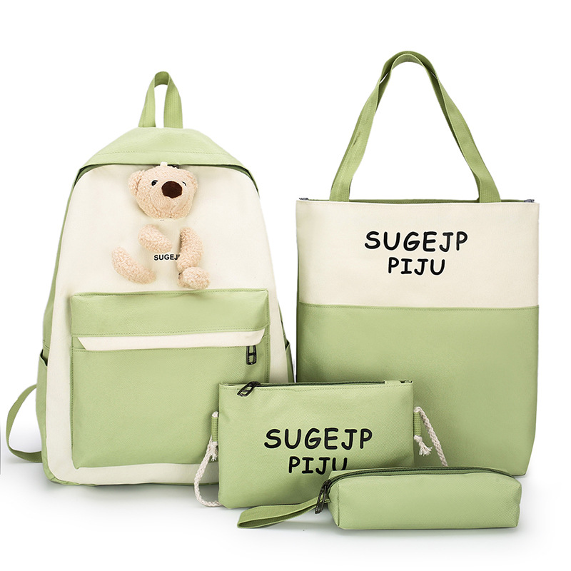 Four-piece schoolbag set for girls, ins style, cute for junior high school and senior high school campuses, large-capacity backpack for college students Item Picture